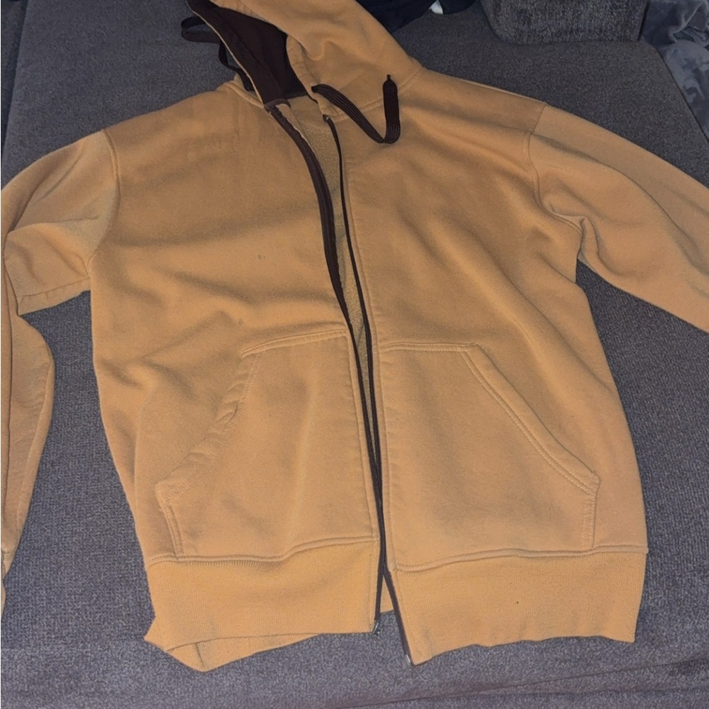 GBX Men's Tan and Brown Zip-Up Sweater